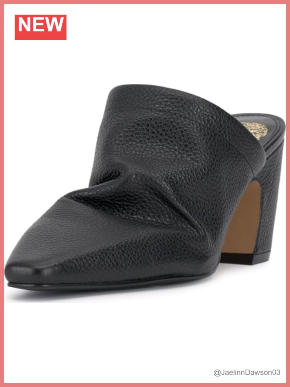 Nappa Leather Block Heel Pumps Pointed Toe Women's Shoes